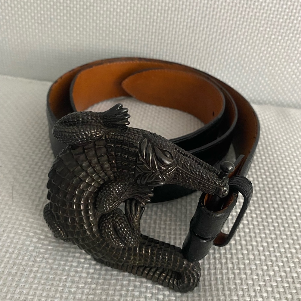 Barry Kieselstein Cord Large Sterling Silver Alligator  Buckle & Belt - Picture 3 of 8